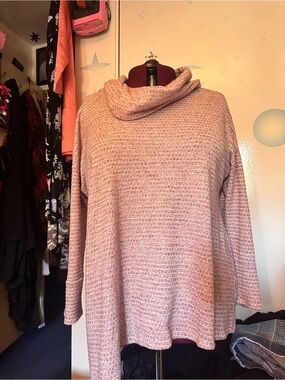 New York Laundry Cozy Pink Cowl Neck Women's Sweater 3X